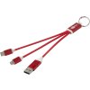 Nabíjací kábel 4v1 z recyklovaného hliníka/kľúčenka , Red (Farba Red)