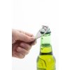 Kľúčenka z recyklovaného nerezu s otvarákom a žetónom , Silver (Farba Silver)