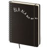 Linajkový zápisník TWIN-L čierny Bla bla , Black (Farba Black)