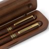Drevená sada - guľôčkové pero a roller , Brown (Farba Brown)