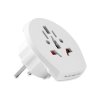 Adaptér pre všetky typy zásuviek vo svete pre Európu, 3-pólový , white (Farba white)