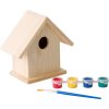 Drevená búdka pre vtáčiky s farbami a štetcom , Brown (Farba Brown)
