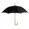 Automaticky dáždnik s drevenou rúčkou, priemer 104 cm , Black