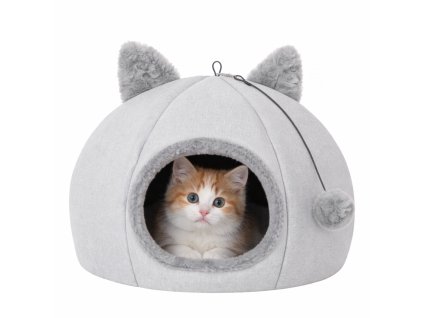 Domeček pro kočky AURA – světle šedá