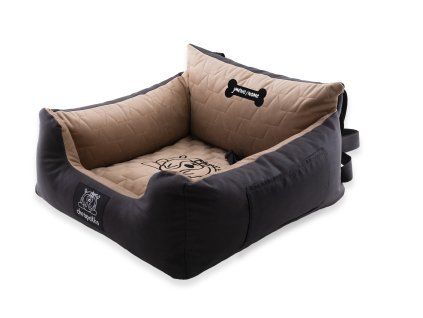 Autosedačka pro psa do auta PawVelvet Crowns - písková