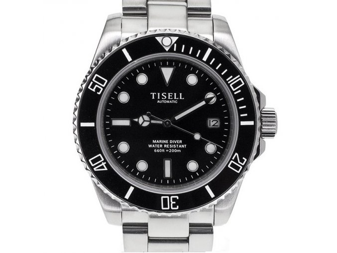 Watch Tisell  Automatic Diver Watch Black 40 mm, date without cyclops