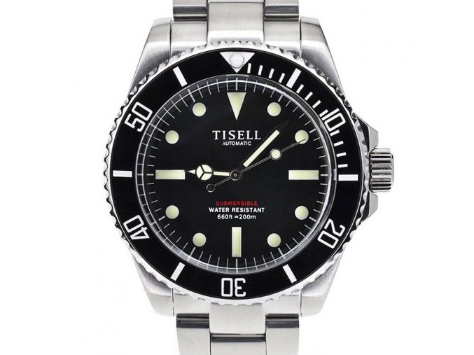Tisell Watch Vintage Diver Sub 90S5 Black