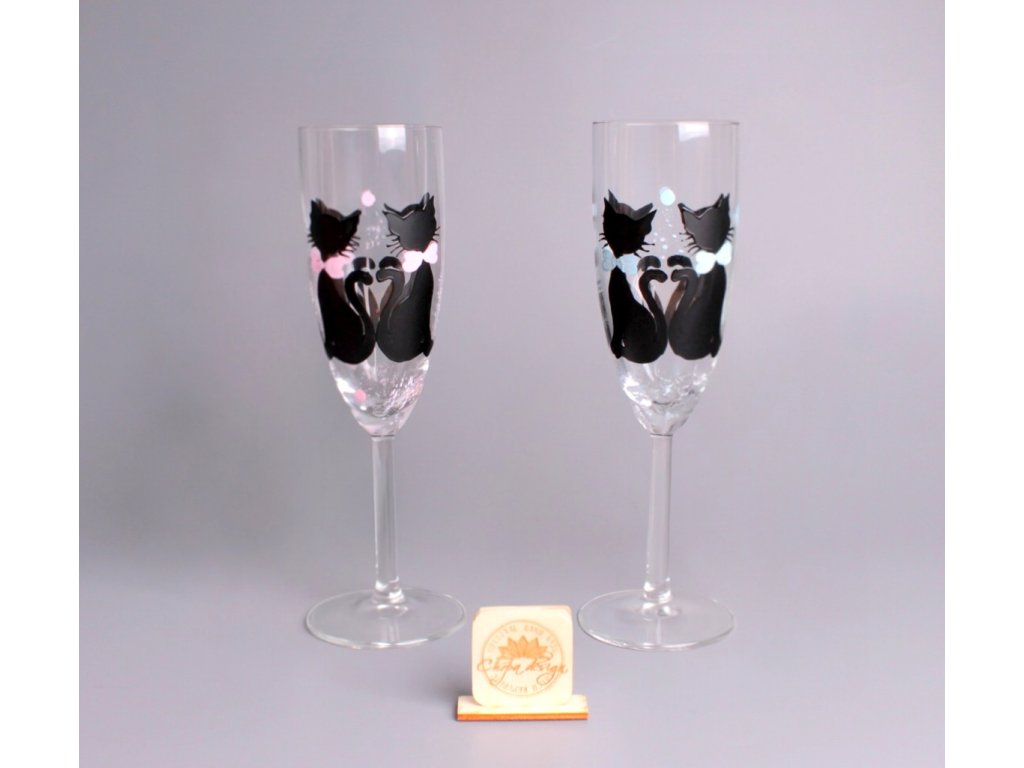 Sada šampus - Kočky s mašlí