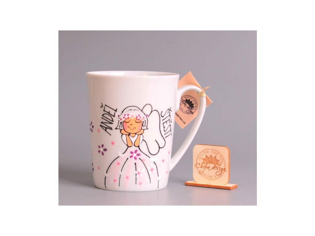 Porcelánový hrnek - anděl štěstí