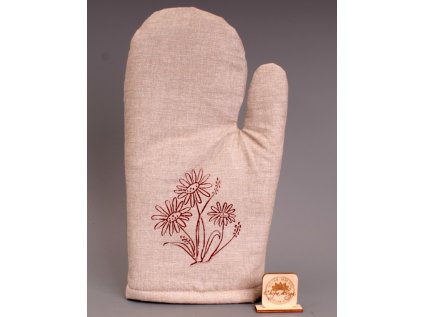 Chňapka - hnědá, kopretiny