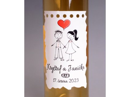 Víno s etiketou - na zakázku - svatební víno, srdíčko balónek