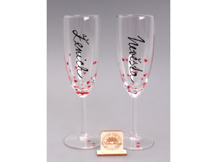 Sada šampus svatební - text, nevěsta a ženich