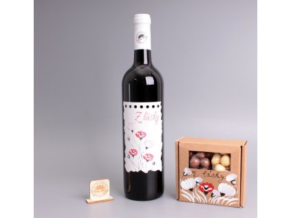 Set - víno + mlsná krabička - Z lásky