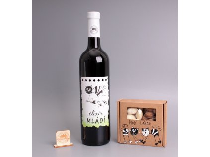 Set - víno + mlsná krabička - Elixír mládí mojí lásce