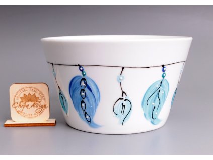 Porcelánová miska - modré peří