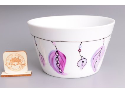 Porcelánová miska - růžové peří