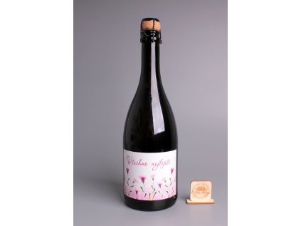 Sekt Charmat brut s etiketou - Karafiáty, všechno nejlepší