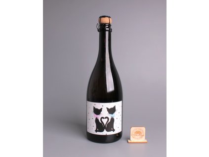 Sekt Charmat brut s etiketou - kočky s mašlí