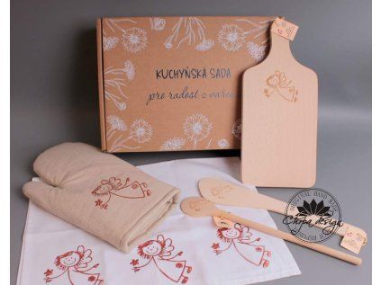 Sada kuchyň - anděl, hnědá chňapka