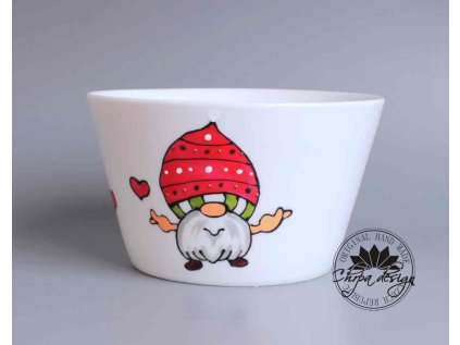 Porcelánová miska - Vánoční skřítek se srdíčky