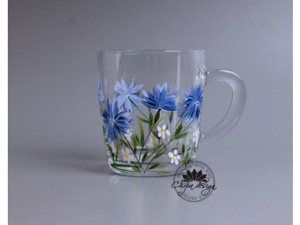 Skleněný hrnek - Chrpy