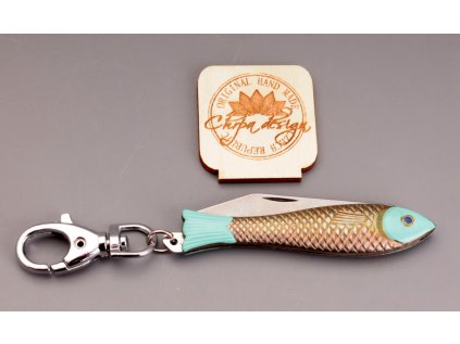 nůž rybička zlatá  malovaná - tyrkysová
