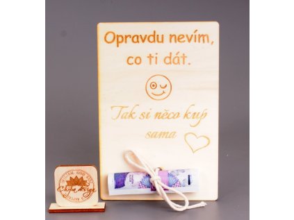 Pokladnička dřevo - cedulka na peníze M, PRO NI