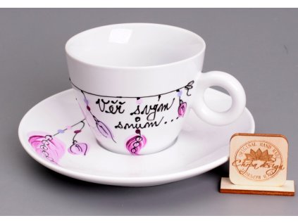 Šálek s podšálkem 0,15 L - věř svým snům, růžová