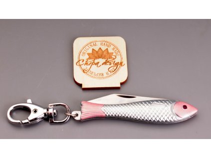 nůž rybička stříbrná  malovaná - růžová