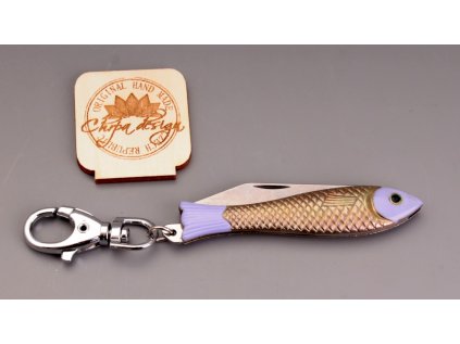 nůž rybička zlatá  malovaná - fialová
