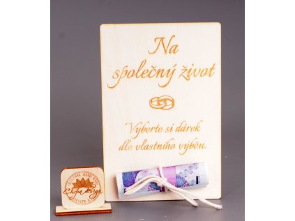 Pokladnička dřevo - cedulka na peníze M, na svatbu