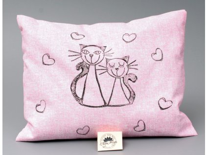 Pohankový polštář s levandulí - růžový, kočky