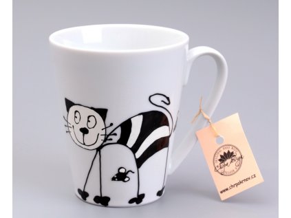 porcelán hrnek 0,2 L - černobílá kočka