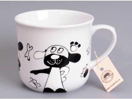 porcelán hrnek 0,6 L - černobílý pes