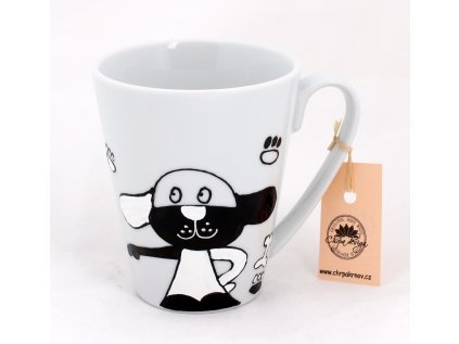 porcelán hrnek 0,2 L - Černobílý pes