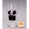 Skleněný hrnek - latte - kočky růžová mašle