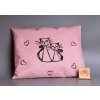 Pohankový polštář s levandulí - starorůžový, kočky se srdíčky