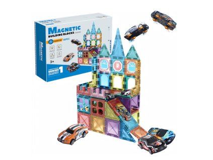 MSTB2440A magneticka 3d stavebnice cars 66ks s autickama