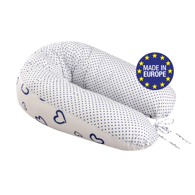 Levně Bomimi ADOS kojící polštář 150x30, SRDÍČKA-puntíky modrá/bílá