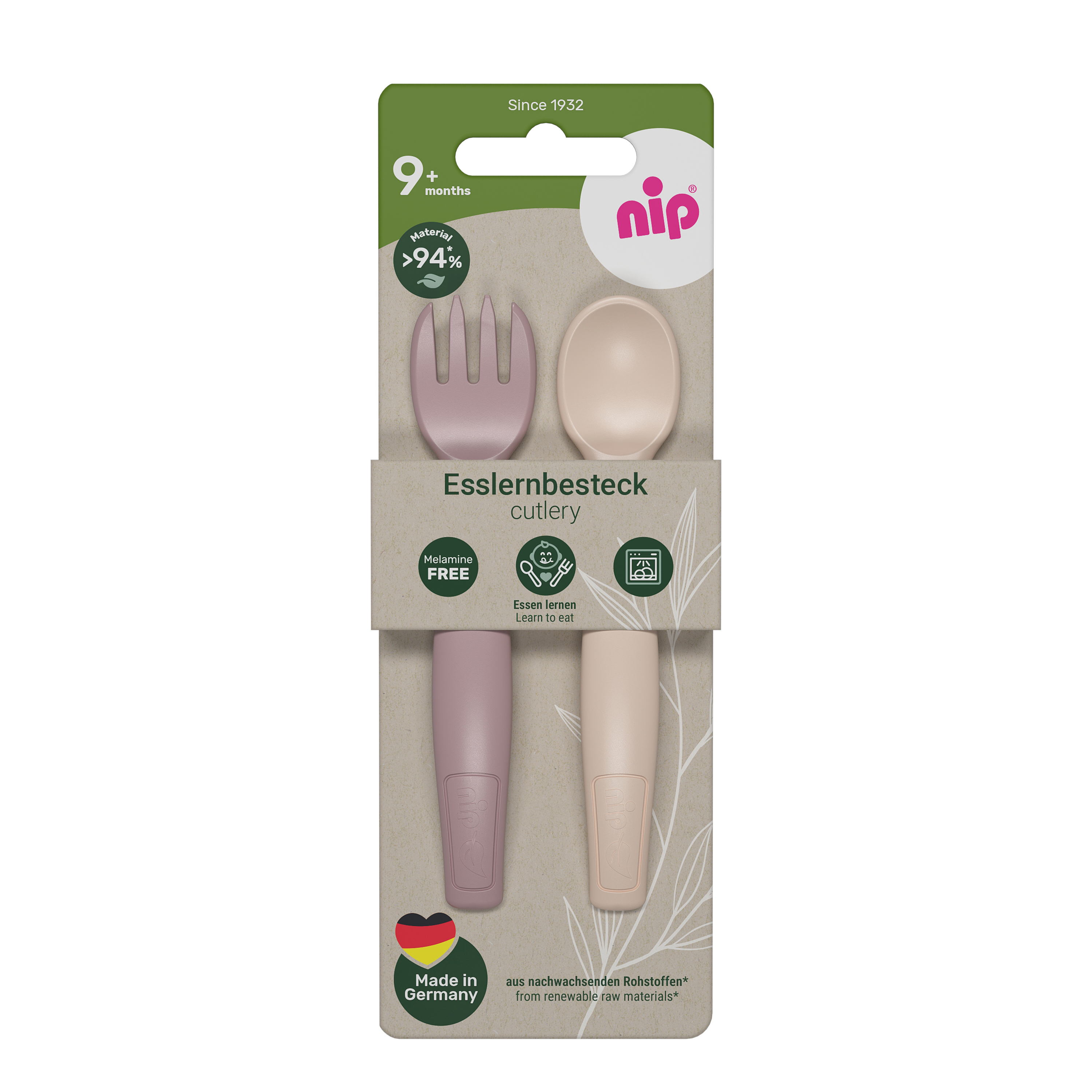 Levně NIP NATURE line příbor 2ks, od 9m+, pink