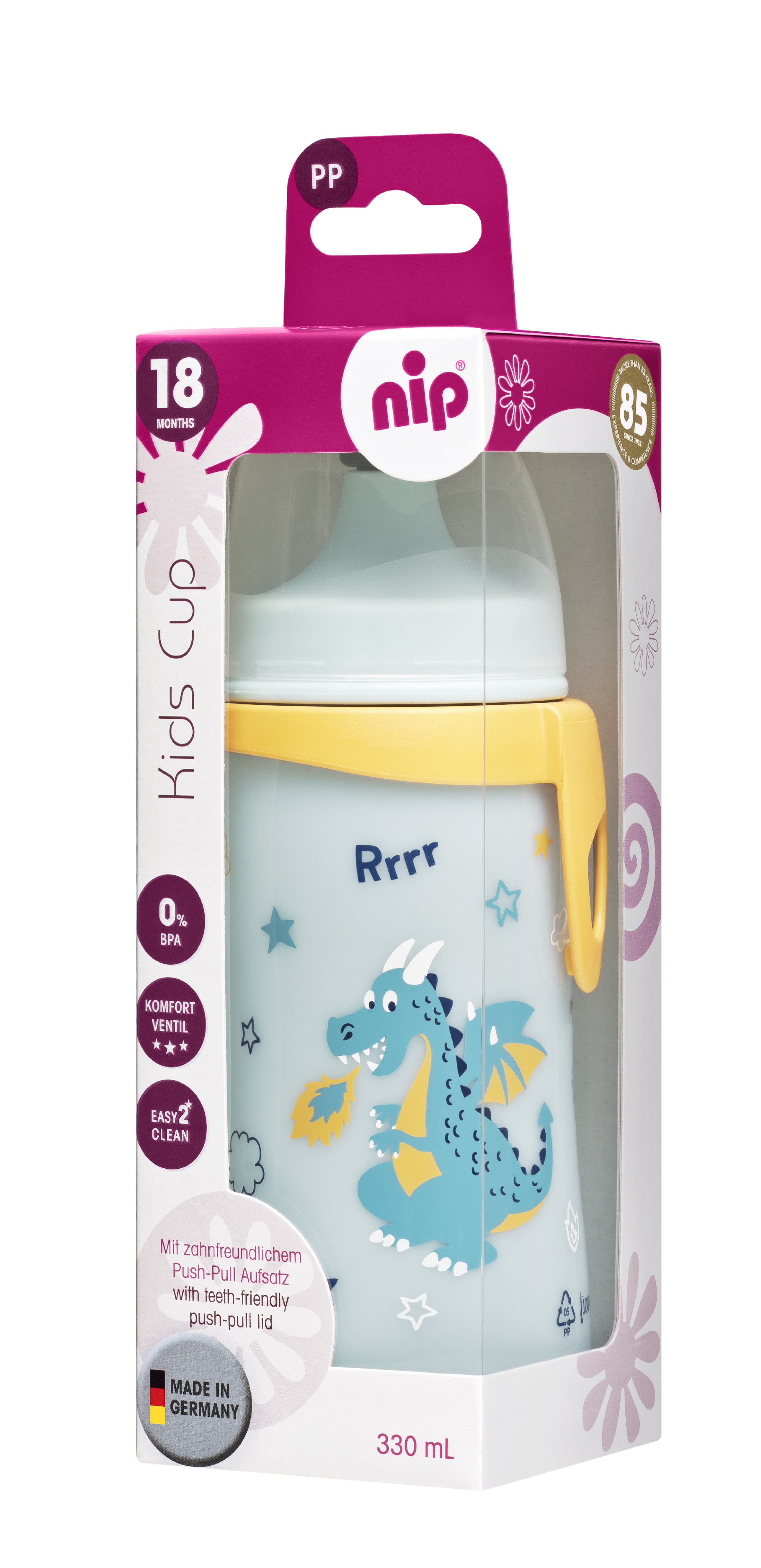Levně NIP Kids cup láhev s pítkem PP, 330ml, kluk