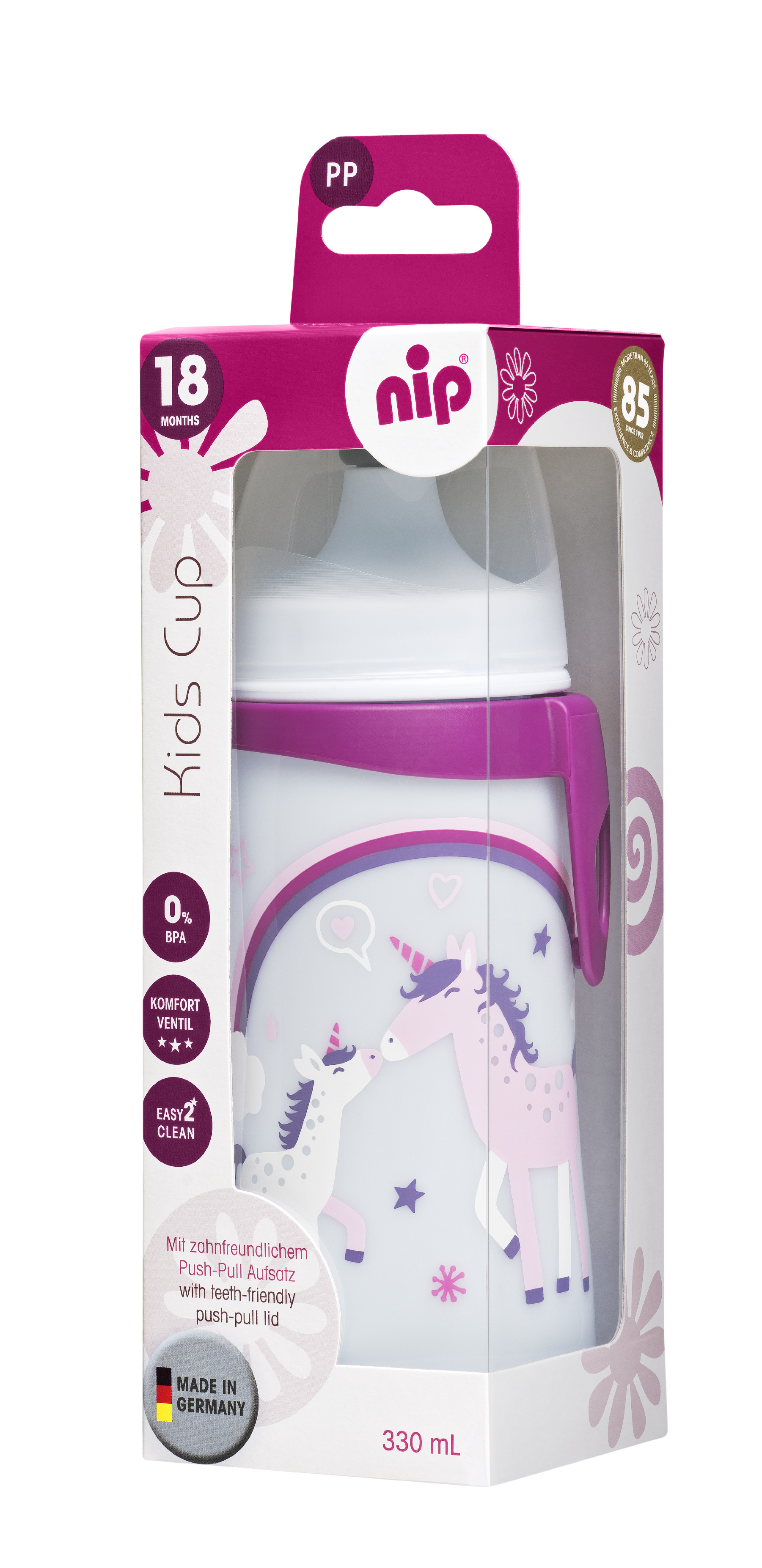 Levně NIP Kids cup láhev s pítkem PP, 330ml, holka