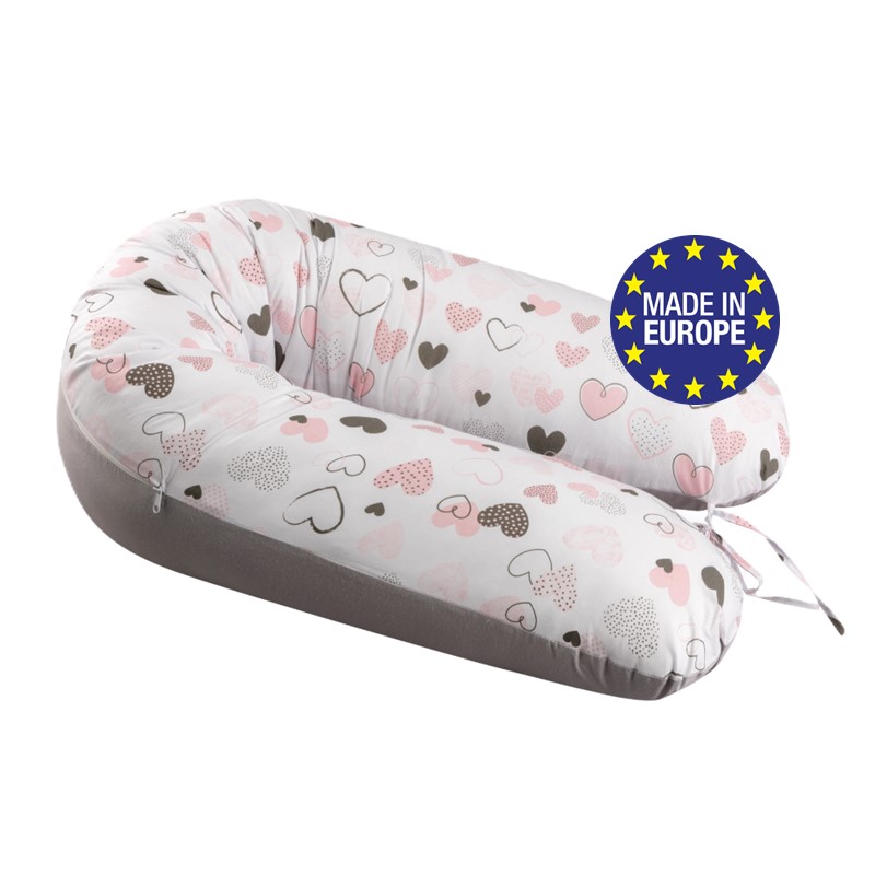 Levně Bomimi ADOS kojící polštář 150x30, SRDÍČKA růžová/šedá