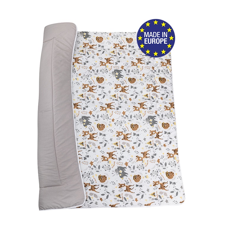 Bomimi HRACÍ deka 120x120, bavlna, oboustranná lesní zvířátka, béžová