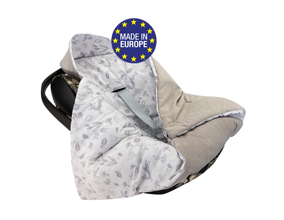 Levně Bomimi Zavinovací deka do autosedačky VELVET lesní zvířátka, šedá