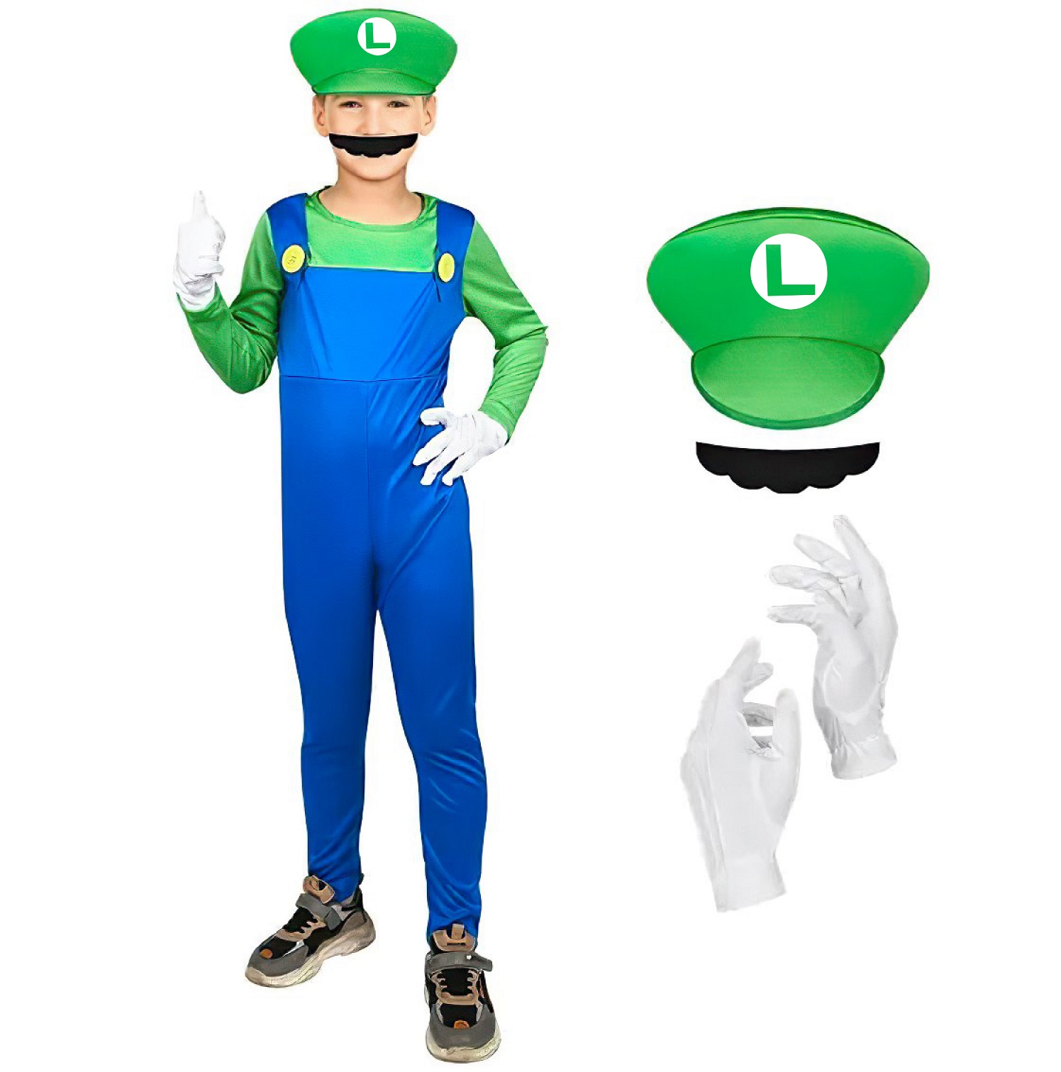 Levně FunCo Dětský kostým Super Mario Luigi 122-134 L