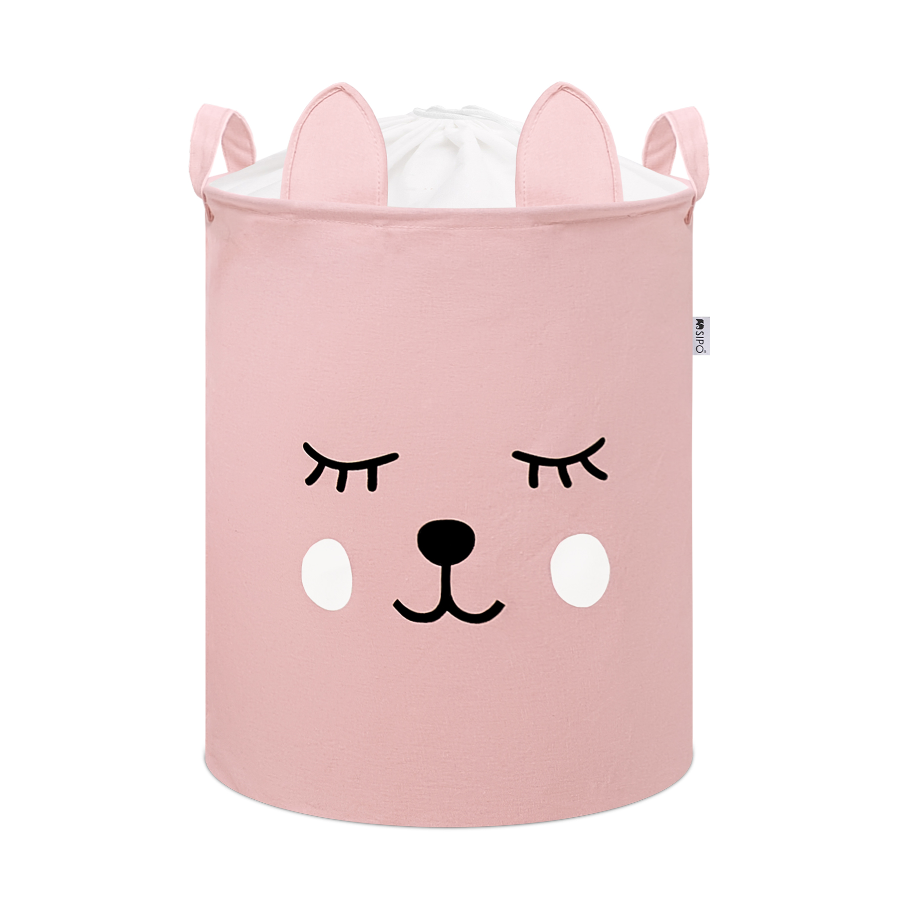 Sipo Koš na hračky se šňůrkou, skládací bavlněný / 43 l, Teddy Bear Pink