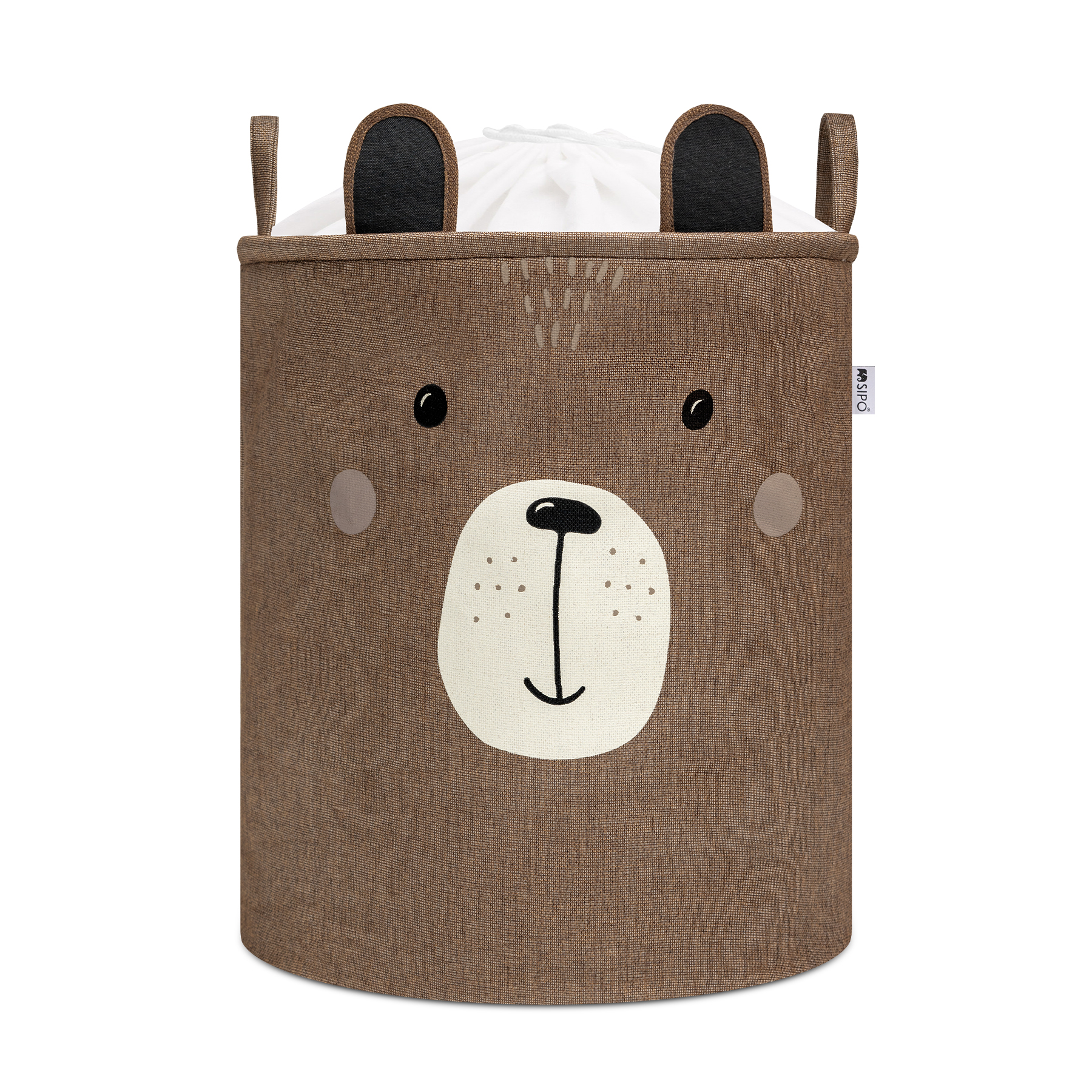 Sipo Koš na hračky XL se šňůrkou, skládací bavlněný / 63 l, Brown Bear