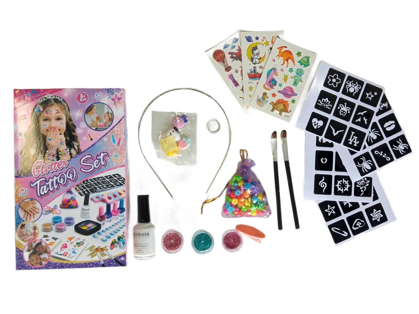 Toybit Sada tetování Glitter se šperky a nálepkami 18ks
