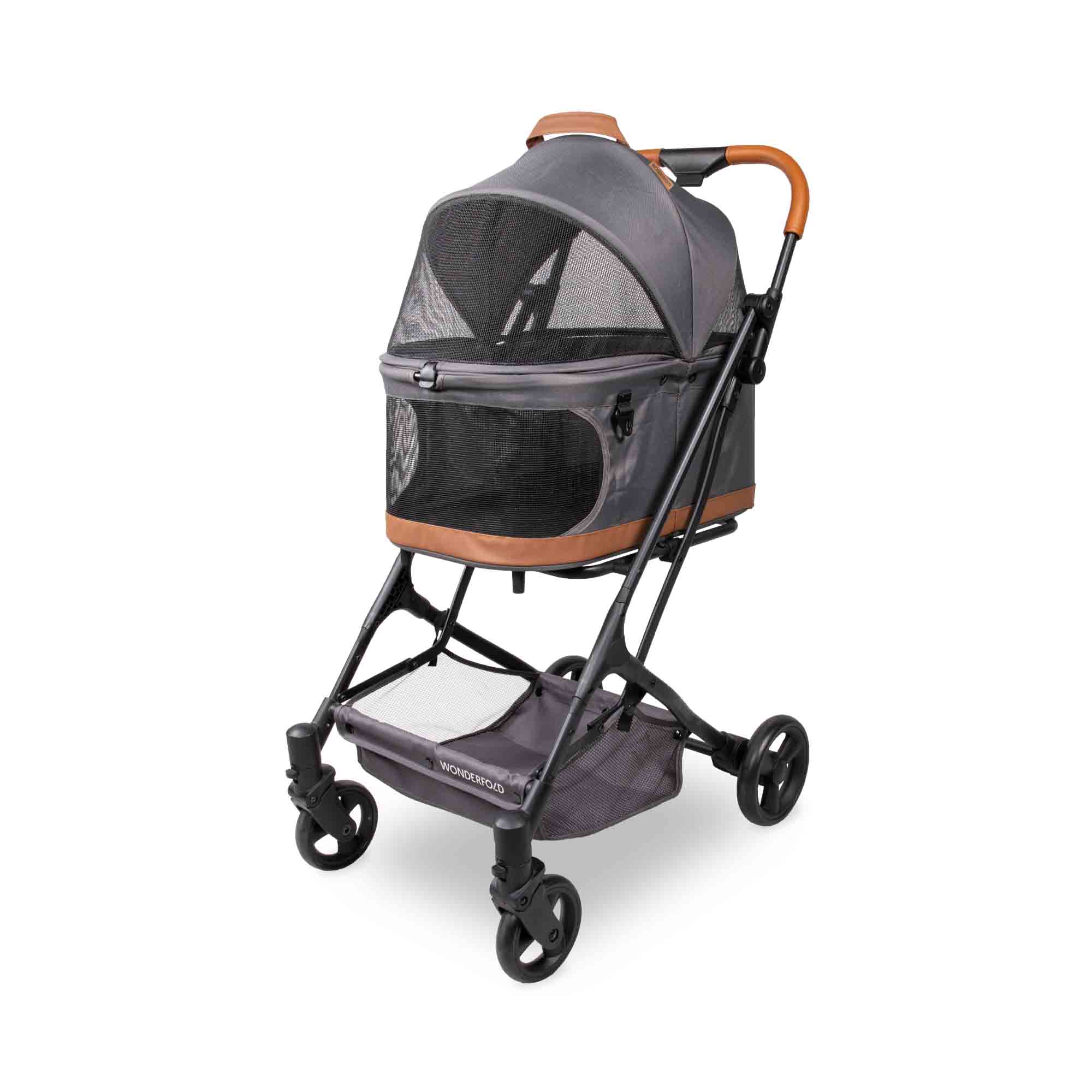 Wonderfold Pet Kočárek P2 pro psy 3v1 do 9kg (kočárek+autosedačka+přepravka) graphite grey